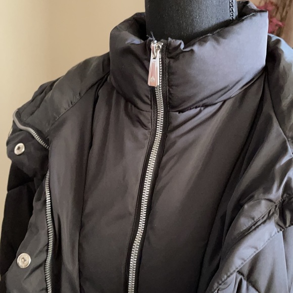 Rainforest Diamond Quilted Water Resistant Attached Hood Bib Vest Black Coat - Picture 7 of 14